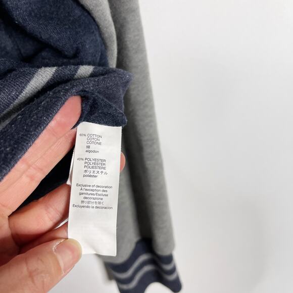 Gap Mens Small S Blue Gray Knit Bomber Jacket Full Zip Stripe Ribbed Hem Cuff - Picture 7 of 8